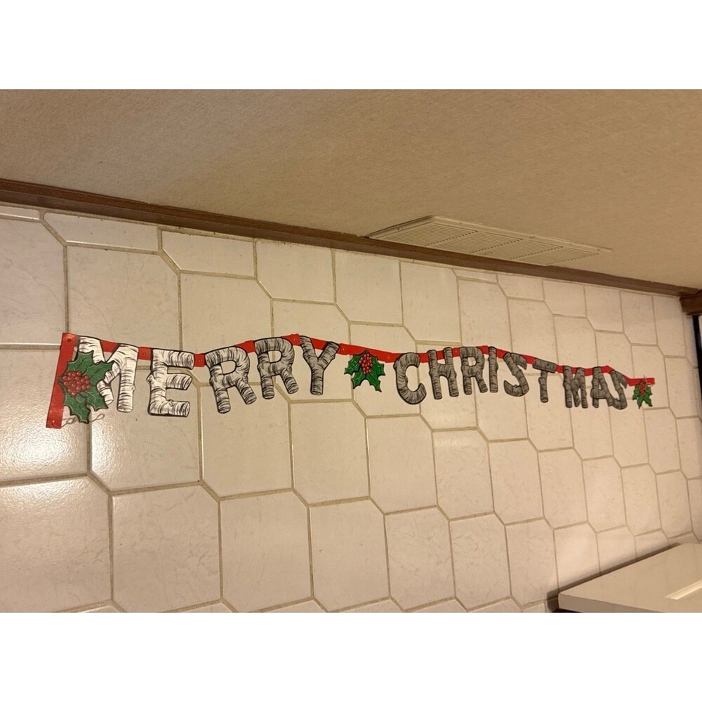 Vintage Cardboard Merry Christmas Banner Garland